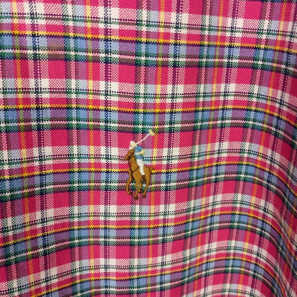 Ralph Lauren Mens Shirt XXL Pink Plaid Button Down Long Sleeve Naked Pony Preppy - Picture 6 of 11